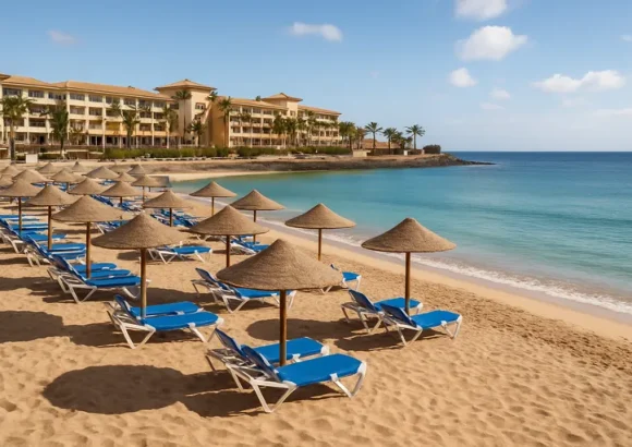Ontwaken aan het zachte zand van playa del castillo bij Barceló fuerteventura mar