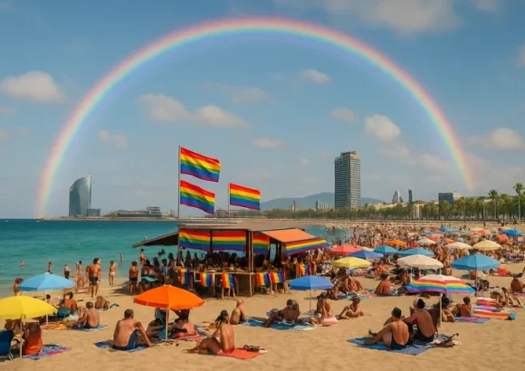 Strand, skyline en regenbogen: jouw ultieme gay stranddag in barcelona